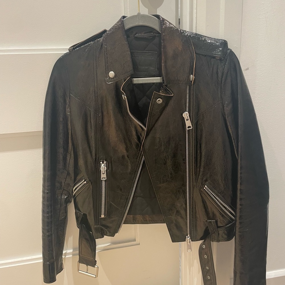 All Saints patent leather jacket size 2